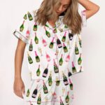 Cheers Rose And Green Bottles Pajama Set