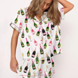 Cheers Rose And Green Bottles Pajama Set