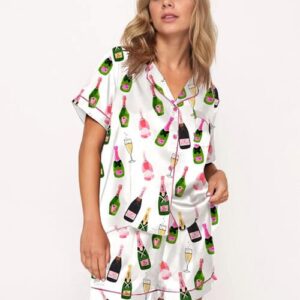 Cheers Rose And Green Bottles Pajama Set