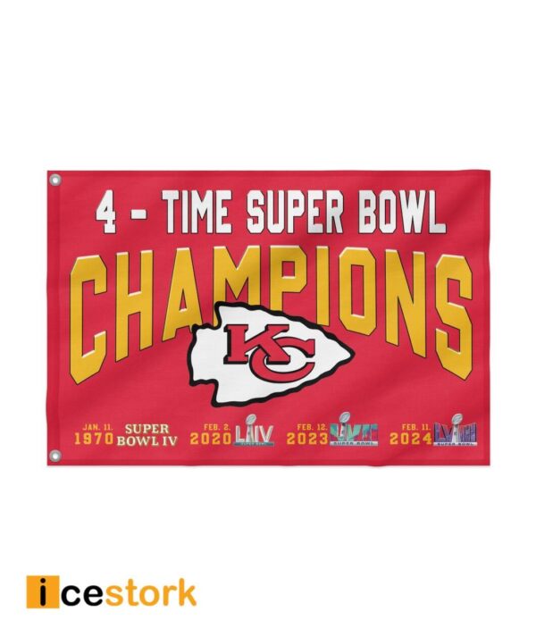 Chiefs 4X Time Super Bowl Champions Flag