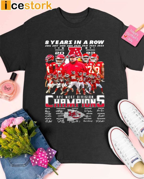 Chiefs 8 Years In A Row AFC West Division Champions Signature 2024 Shirt