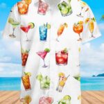 Cocktail Watercolor Print Hawaiian Shirt