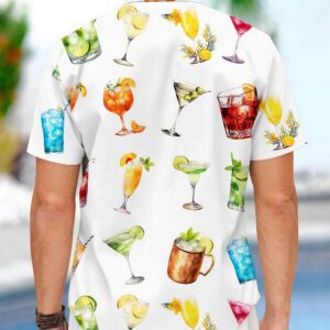 Cocktail Watercolor Print Hawaiian Shirt