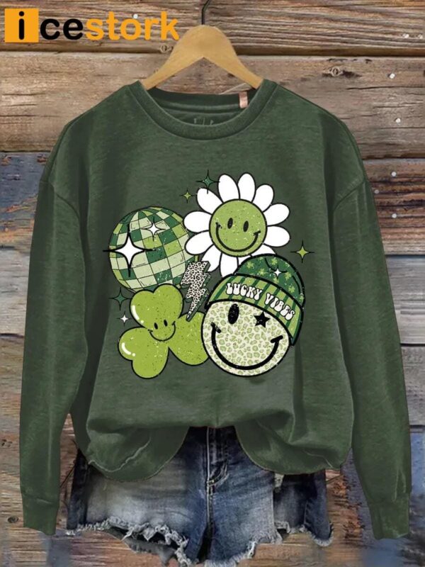 Cute Lucky Vibes Print Casual Sweatshirt