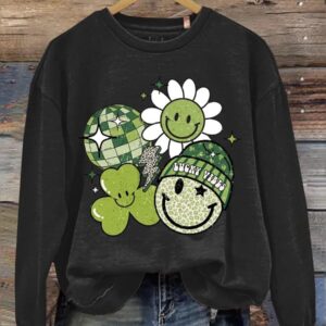 Cute Lucky Vibes Print Casual Sweatshirt