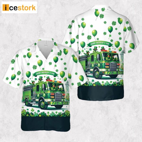 Green Fire Truck Patrick’s Day Hawaiian Shirt