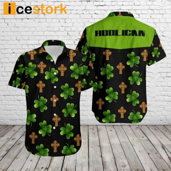 Hooligan Shamrock Irish Cross Patrick’s Day Hawaiian Shirt