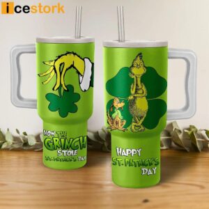 How The Grinch Stole St Patrick Day 40oz Stanley Tumbler