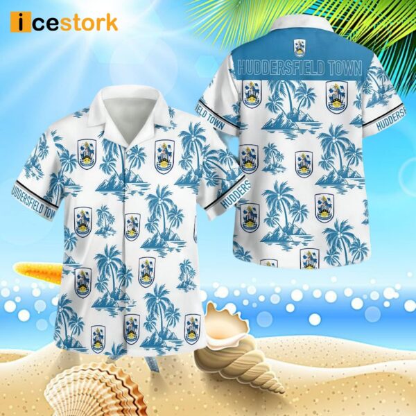 Huddersfield Town Afc 3D Button Hawaiian Shirt