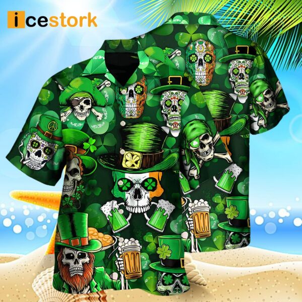 Irish Skull St Patrick’s Day Green Light Hawaiian Shirt