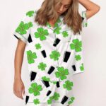 Irish Stout Beer Four Leaf Clovers Pajama Short Set