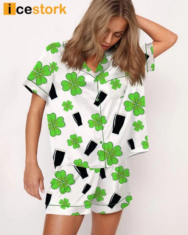 Irish Stout Beer Four Leaf Clovers Pajama Short Set