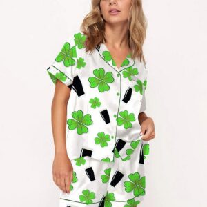 Irish Stout Beer Four Leaf Clovers Pajama Short Set