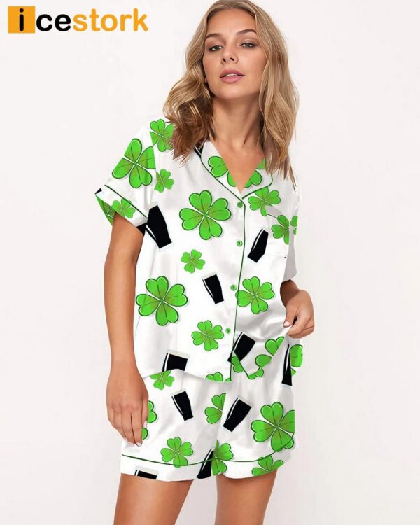 Irish Stout Beer Four Leaf Clovers Pajama Short Set