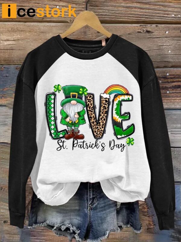 Love St Patrick’s Day Print Casual Sweatshirt