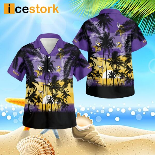 Minnesota Vikings Tropical 3D Button Hawaiian Shirt