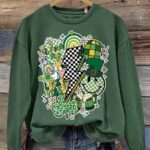 Retro St Patrick’s Day Print Casual Sweatshirt