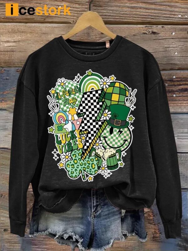 Retro St Patrick’s Day Print Casual Sweatshirt
