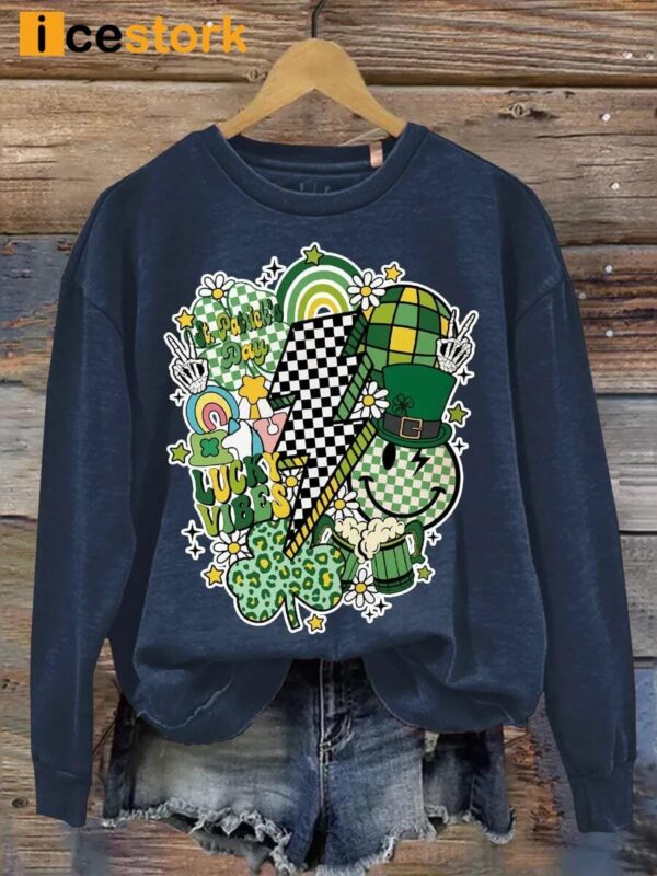 Retro St Patrick’s Day Print Casual Sweatshirt
