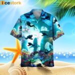 Scuba Diving Shark Hawaiian Shirt