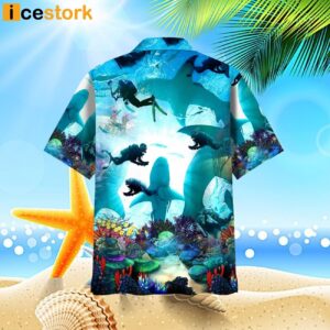 Scuba Diving Shark Hawaiian Shirt