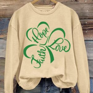 Shamrock Faith Hope Love Print Casual Sweatshirt