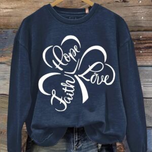 Shamrock Faith Hope Love Print Casual Sweatshirt