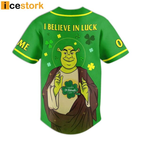 Shrek I Believe In Luck St Patrick’s Day Baseball Jersey