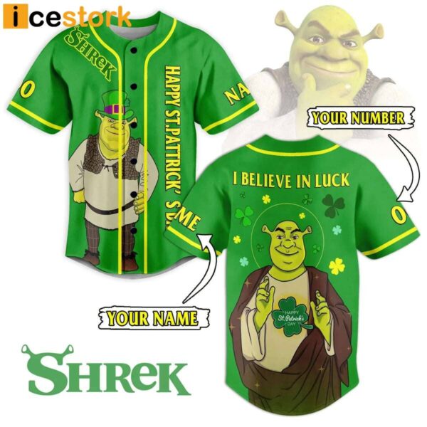 Shrek I Believe In Luck St Patrick’s Day Baseball Jersey