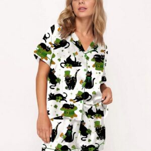 St Patrick Black Cat Pajama Short Set