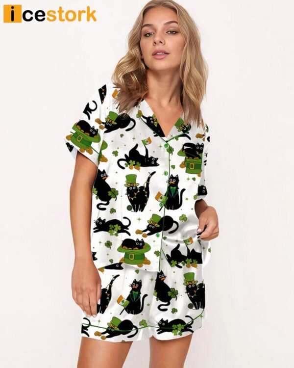 St Patrick Black Cat Pajama Short Set