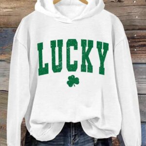 St Patricks Day Lucky Print Casual Sweatshirt