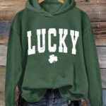 St Patricks Day Lucky Print Casual Sweatshirt