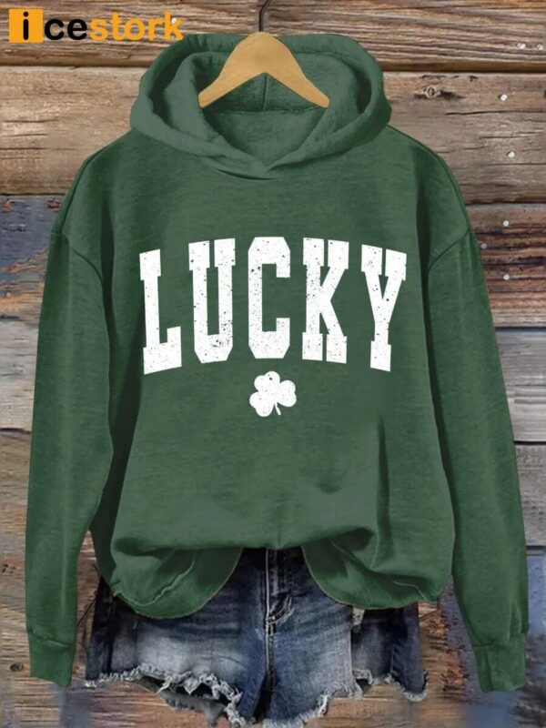 St Patricks Day Lucky Print Casual Sweatshirt