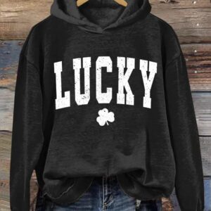 St Patricks Day Lucky Print Casual Sweatshirt