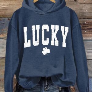 St Patricks Day Lucky Print Casual Sweatshirt