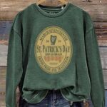 St Patrick’s Day Oval label Art Design Print Casual Sweatshirt