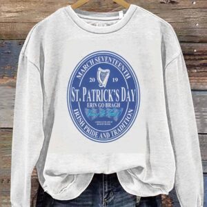 St Patrick's Day Oval label Art Design Print Casual Sweatshirt