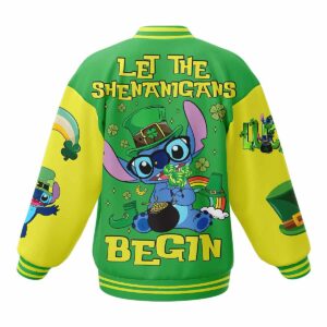 Stitch Let the Shenanigans Begin St Patrick’s Day Baseball Jacket1