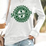 Women’s Prone To Shenanigans And Malarkey Beer Bottle Cap Print Casual Sweatshirt