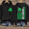 Women’s St Patrick’s Day American Flag Lucky Shamrock Casual Hoodie