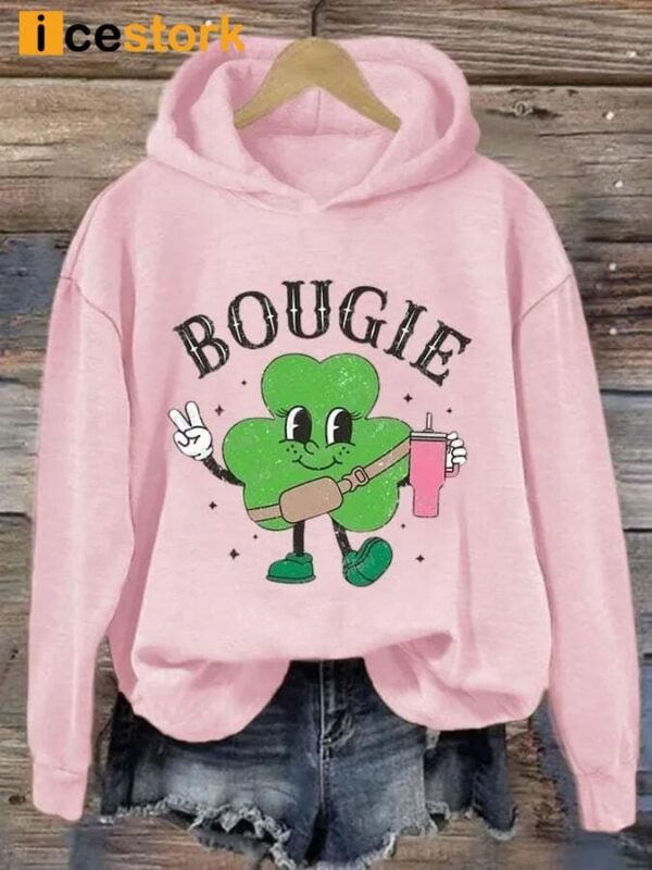 Women’s St Patrick’s Day Bougie Shamrock Print Hoodie