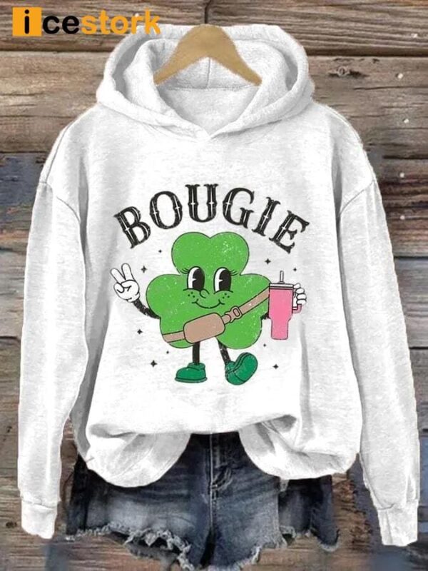 Women’s St Patrick’s Day Bougie Shamrock Print Hoodie