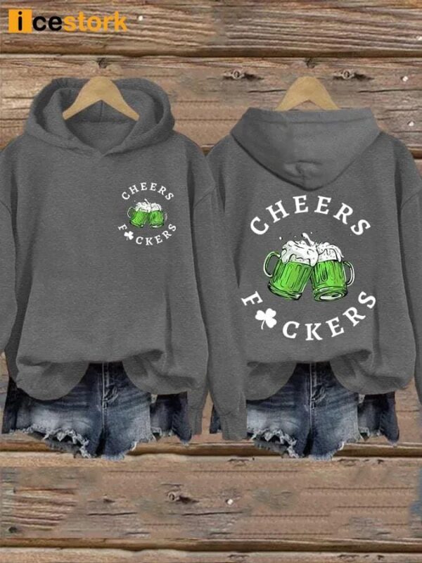 Women’s St Patrick’s Day Funny Cheers Shamrock Casual Hoodie