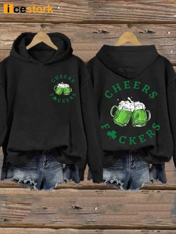 Women’s St Patrick’s Day Funny Cheers Shamrock Casual Hoodie