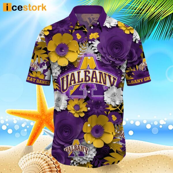 Albany Great Danes NCAA3 Flower Hawaiian Shirt