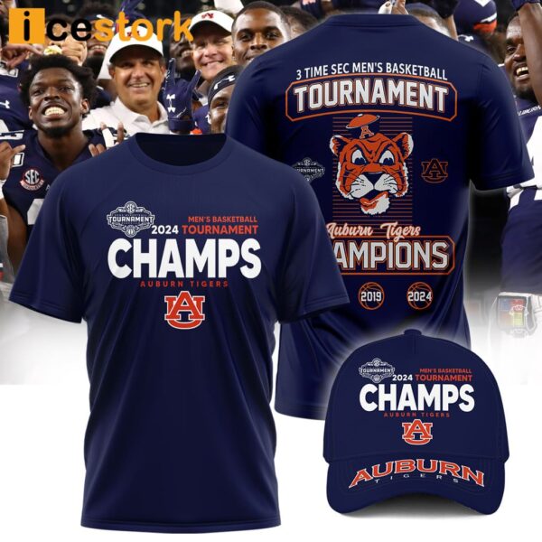 Auburn 3 Time Sec Men’s Basketball Tournament Champions Combo Classic Cap T-Shirt Hoodie