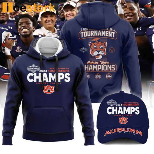 Auburn 3 Time Sec Men’s Basketball Tournament Champions Combo Classic Cap T-Shirt Hoodie