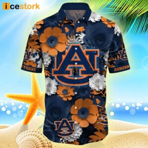 Auburn Tigers NCAA1 Flower Hawaiian Shirt