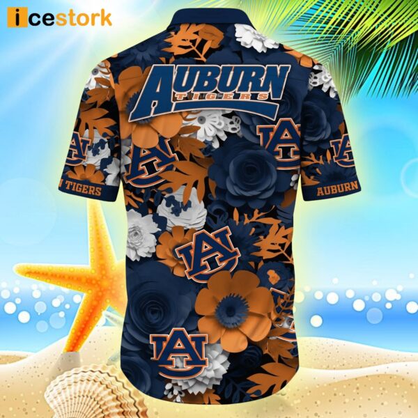 Auburn Tigers NCAA1 Flower Hawaiian Shirt